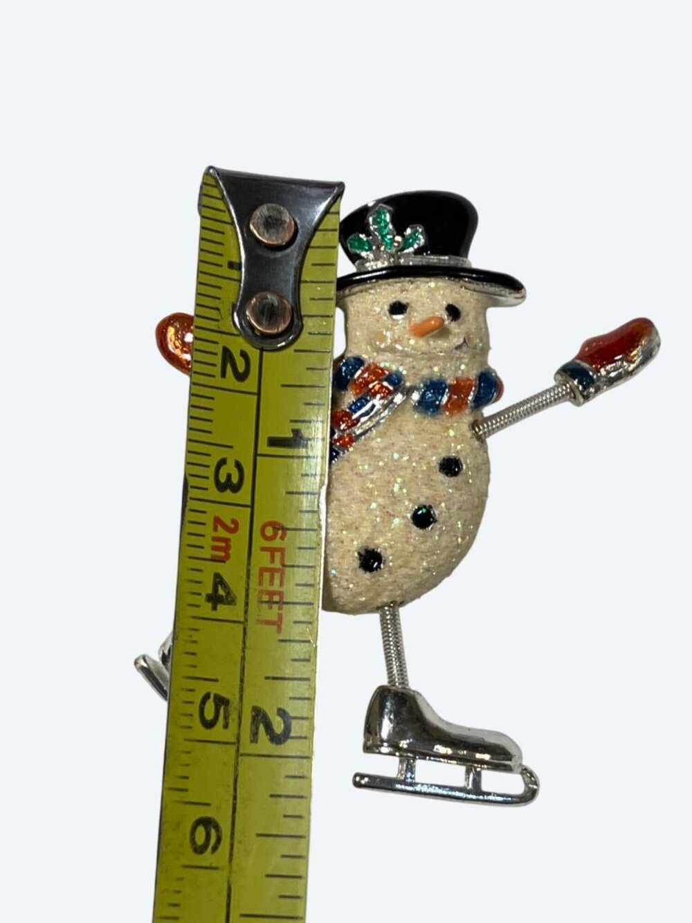 DANECRAFT Snowman Trembler Brooch Wiggling Spring Arms Legs Silver Tone Vintage - Picture 5 of 8